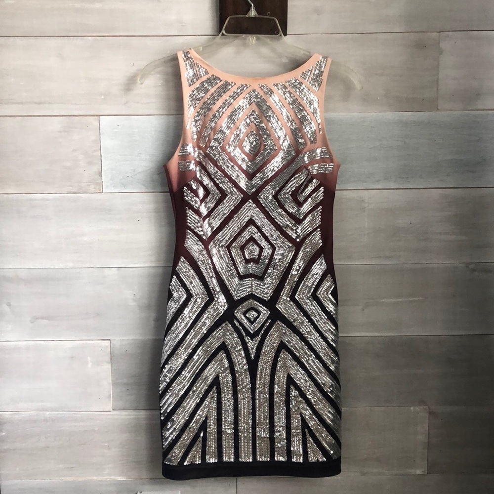 Bebe Ombré &Sequin Cocktail Dress